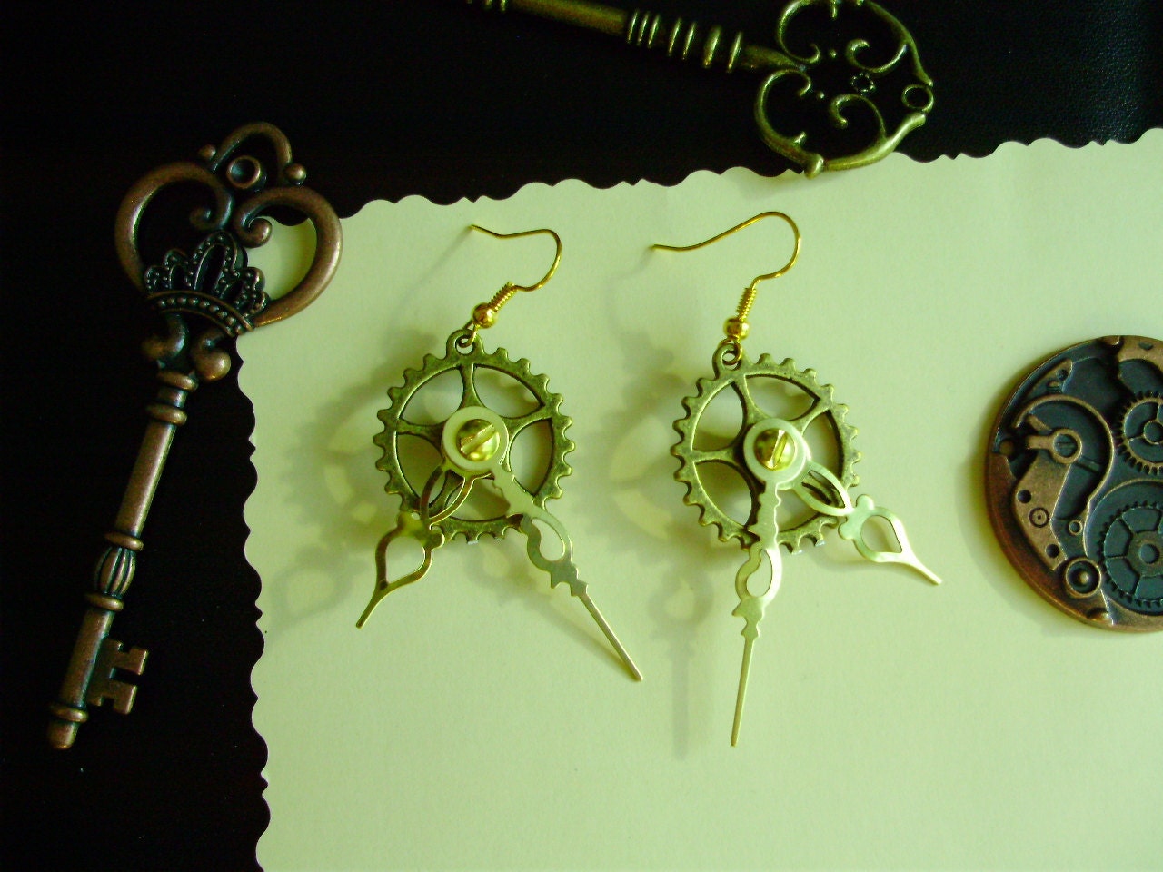 Cogsworth Clock Hand Earrings FREE SHIPPING in the USA