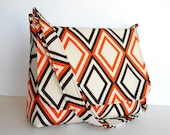 Ladies Messenger Bag / Cross Body Purse - Orange and Brown Geometric