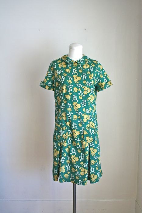 vintage 60s floral dress - PINE & MUSTARD peter pan collar dress / M