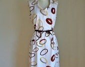 vintage 60s novelty dress - BANGLE print shift dress / L-XL