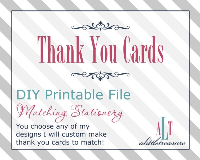 CUSTOMIZED Thank You Note Cards - Baby Shower Decorations by A Little Treasure