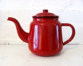 Vintage Red Enamel Coffee Tea Pot