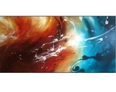 15% OFF SALE. Original Blue Brown Modern Abstract Painting. 36". Title "Alliance" by RSchoeffel
