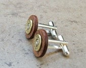 Mahogany  Wood Cuff links, Bullet Cufflinks, Federal 40 S&W, Gift Box ready - 929