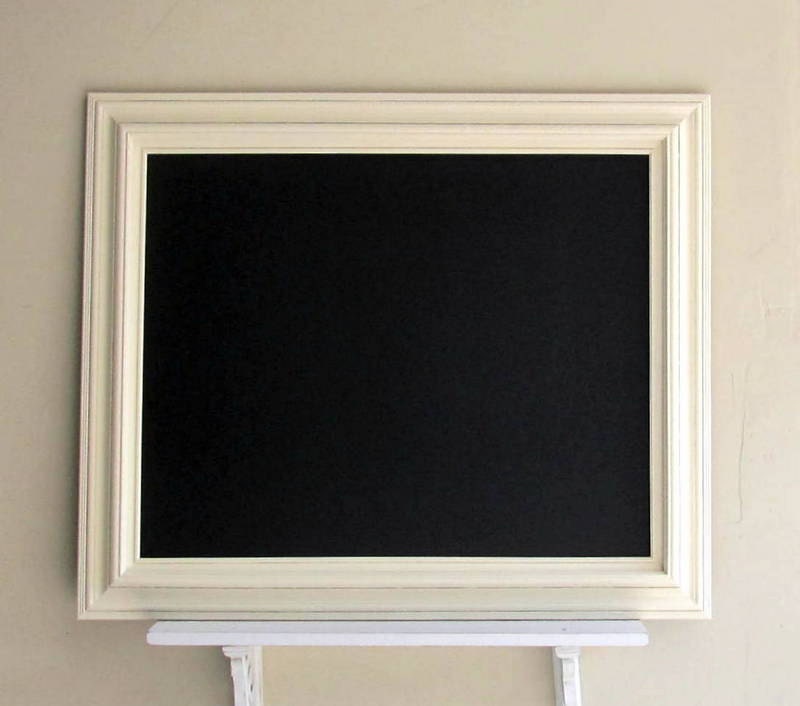 KITCHEN CHALKBOARD Framed Chalk Board Ivory Antique White Wedding Menu Modern MAGNETIC Organizer Bulletin Board Home Decor Office Blackboard