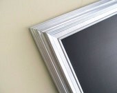 Large Kitchen CHALKBOARD Framed Chalkboard Wedding Sign Modern Huge Chalkboard Silver Escort Card Holder Cream Ivory 35x45 - MoRE CoLORS