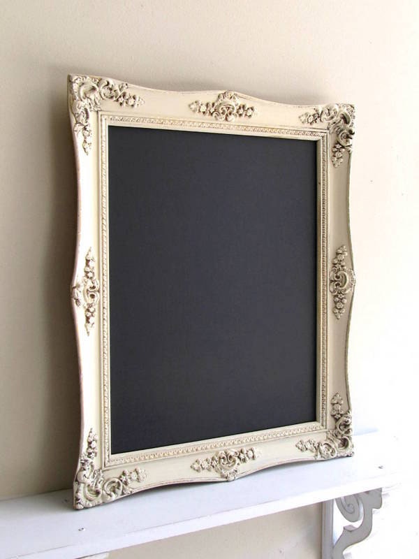 WEDDING CHALKBOARD Sign Vintage Wedding Rustic Ivory Cream Old World Antique Framed Chalkboard Kitchen Office Boutique Sign Magnetic