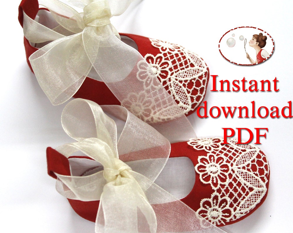 Sewing Pattern for Christmas Baby Shoes - PDF-newborn to 24 months