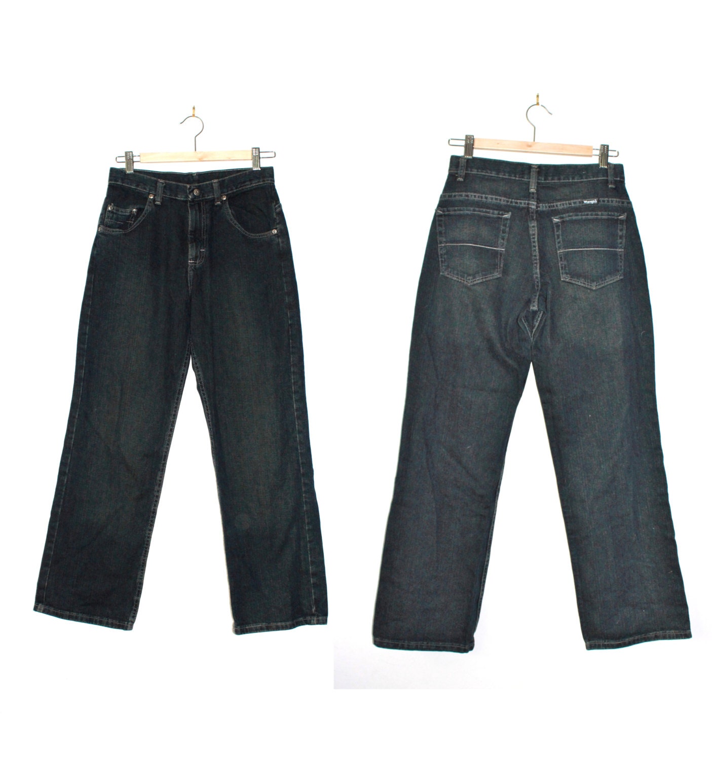 Men's Vintage 80s Jeans  - Wrangler Jeans Co  - Dark Blue - Denim Highwaisted -  Straight leg - Size 28