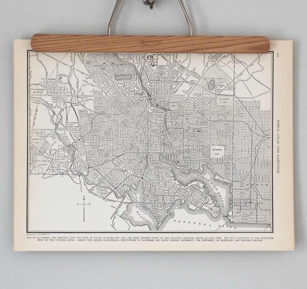 Baltimore 1930s Map / Antique U.S. City Map
