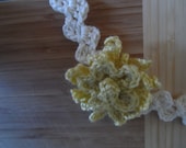 Sweet Cream Crocheted Baby Infant Headband with Yellow Flower