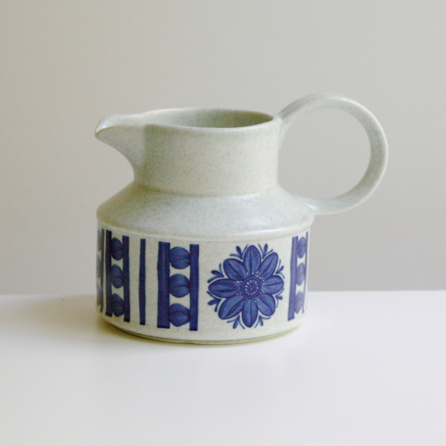 Vintage Midwinter Pottery Creamer - Blue Dahlia, Staffordshire, England