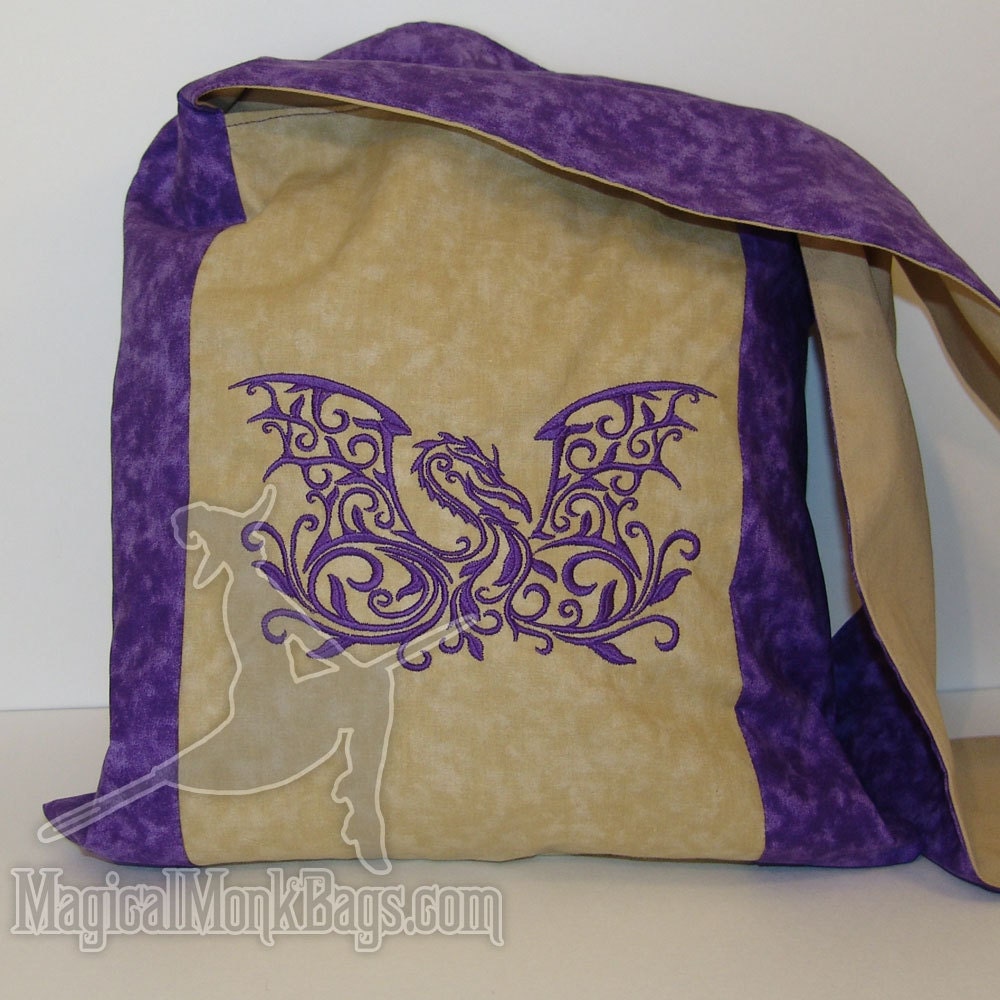Purple Damask Dragon Magical Monk Bag