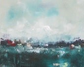 Emerald Green Landscape Seascape Original Painting -Forest 16 x 16
