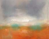 Seascape Landscape Painting Original Art -Tangerine Aque Seascape 12 x 12