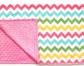 Riley Blake Chevron in Girl Minky Dot Blanket