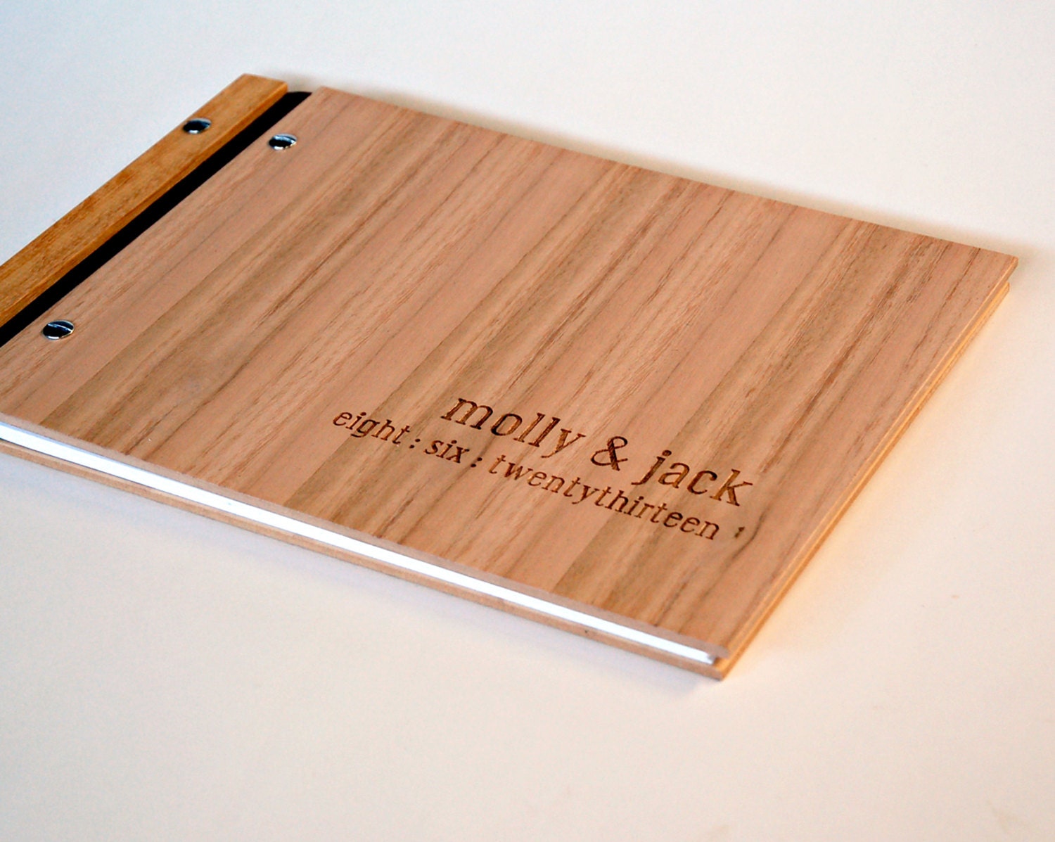 custom guest book wedding album engraved wood  engagement anniversary gift bridal shower // tasmanian oak 60 pages