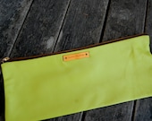 Soft Leather Pouch in lime green