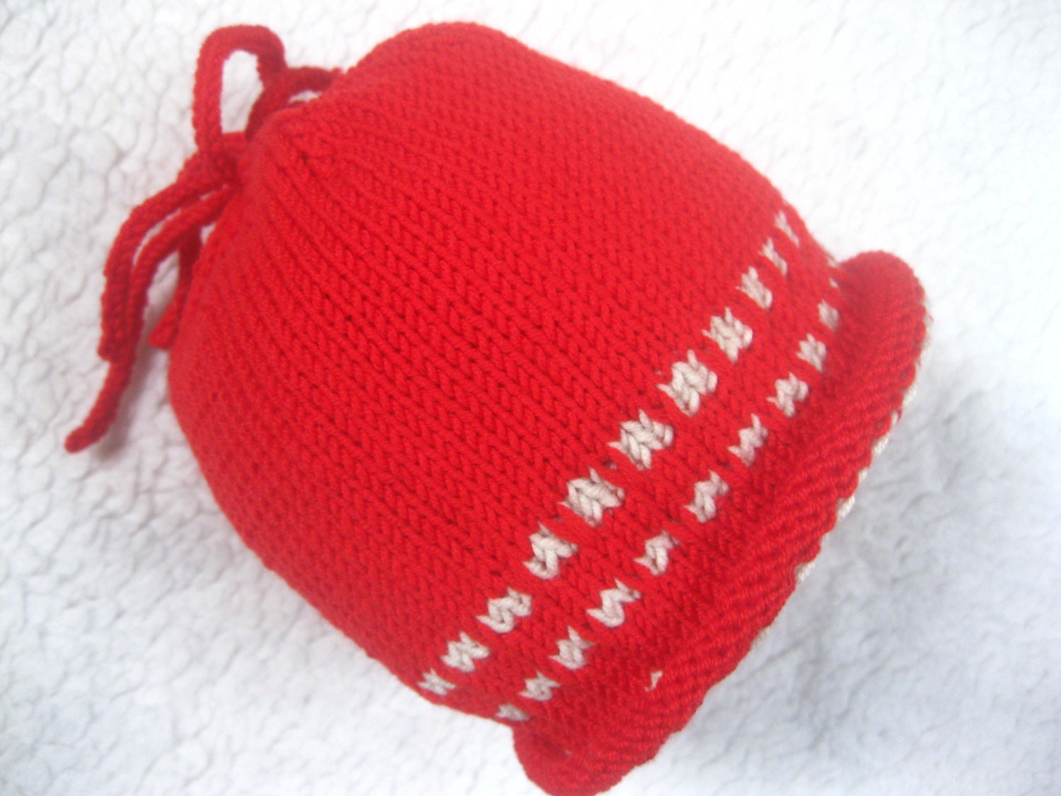 Knitted baby hat - Boy Girl, Bright Red