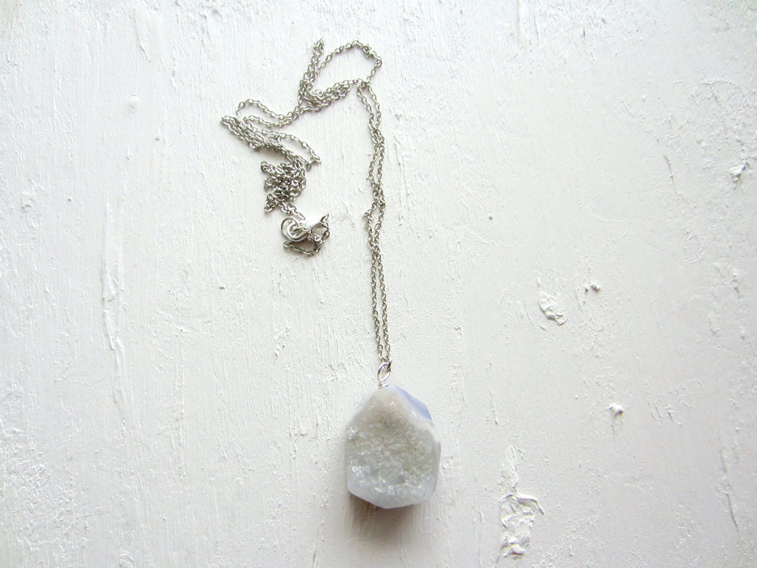 Raw Druzy Necklace Agate Druzy Pendant Rough Stone Necklace Earthy Bohemian Jewelry