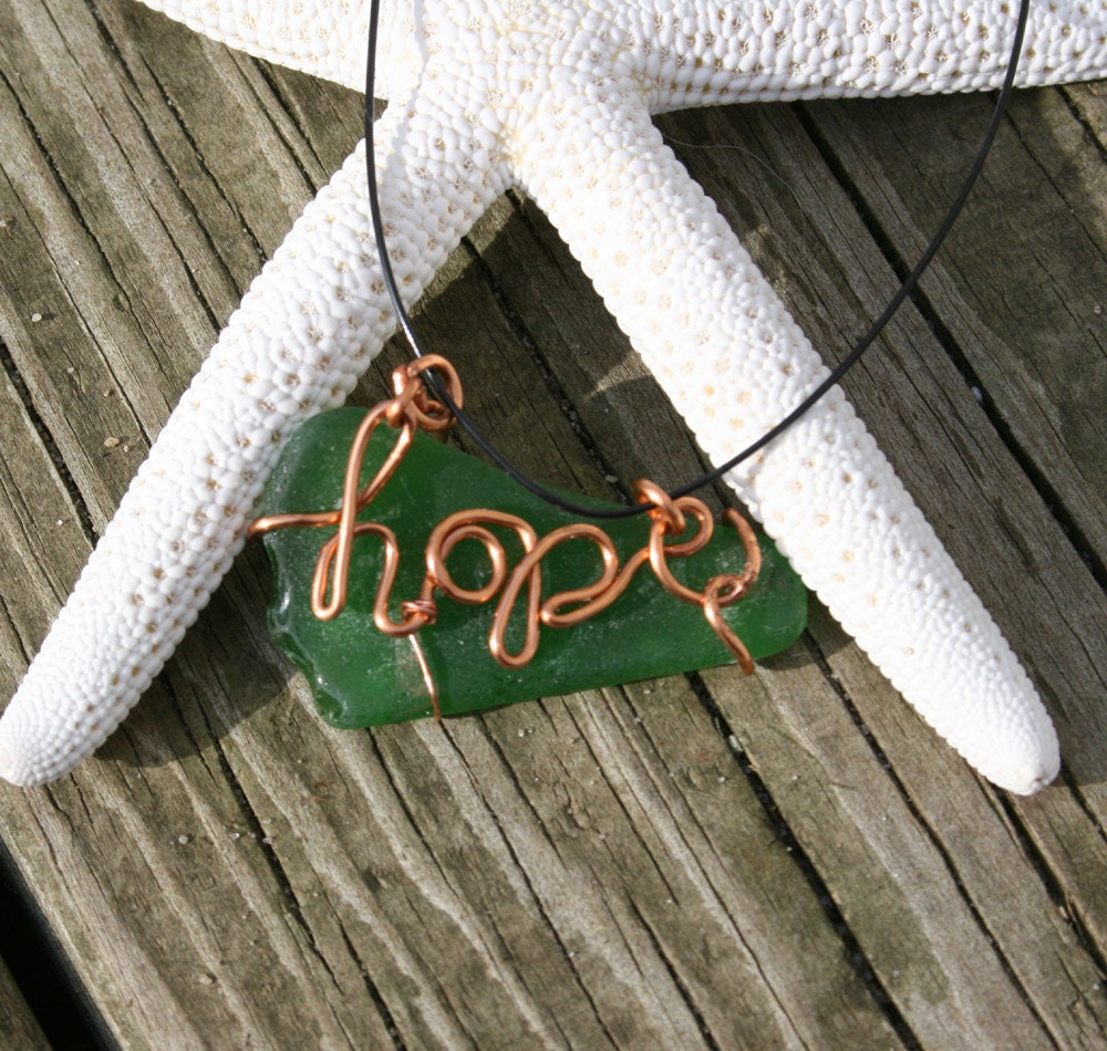 Green Sea Glass Hope Necklace Pendant