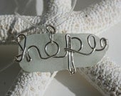 Hope Wire Wrapped White Sea Glass Necklace Unique OOAK