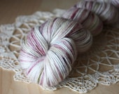Hand Dyed Yarn / Fingering Weight / White Dove Grey Pale Rose Moss Superwash BFL Bamboo