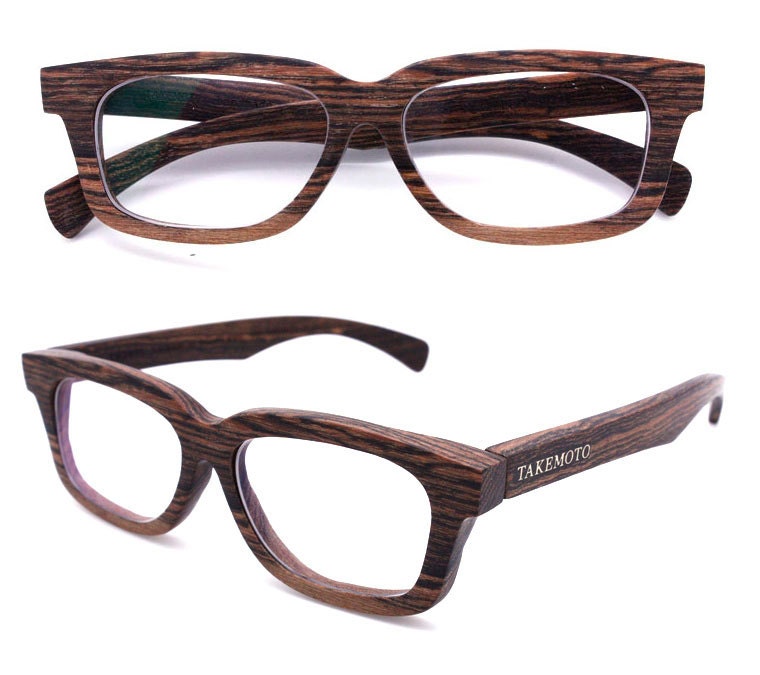 Paris Autumn handmade gold wood eyeglasses with  LOGO version with prescription lenses
