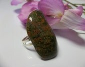Rainforest Jasper Ring Adjustable Stone Ring Nature Inspired NOT DYED Tumbled Stone