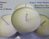 Positive Energy Vibrations Tealight Candles Soy Reiki Candles Intention Yoga and The Law of Attraction Manifesting Candle