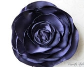 Wedding Hair Flower- Dark Purple Satin Wedding Hair Flower, Bridal Accessory, Made To Order