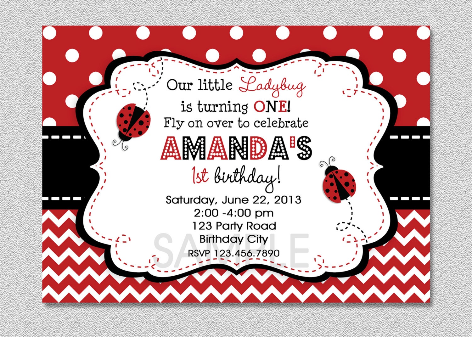 Ladybug Birthday Invitation Ladybug Birthday Party Invitation Printable Il_170x135