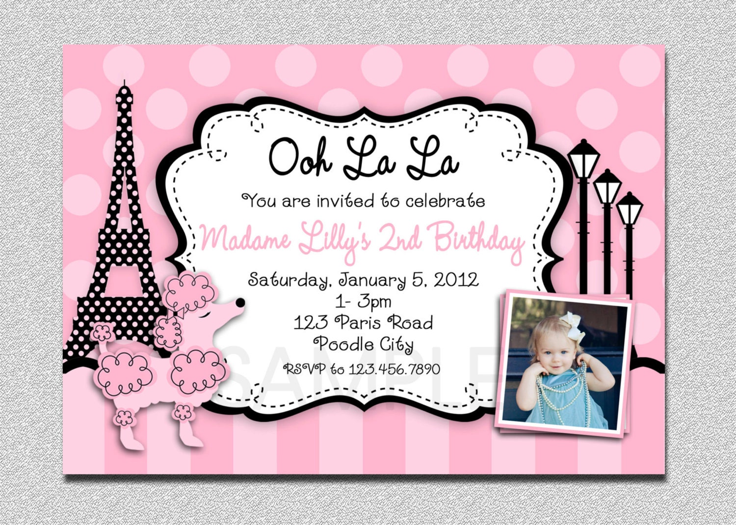 Paris Poodle Birthday Invitation French Poodle Birthday Invitation Printable Il_570xn