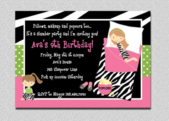 Pajama Party Birthday Invitations Sleepover Birthday Invitations Printable Il_570xn