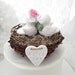 Rustic Wedding Cake Topper -White, Pink, Sage Green, Love Birds in Nest,  Bride and Groom Keepsake, Fully Custom
