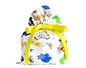 Organic Cotton Gift Bag with Animals for Baby Shower or New Baby Gift