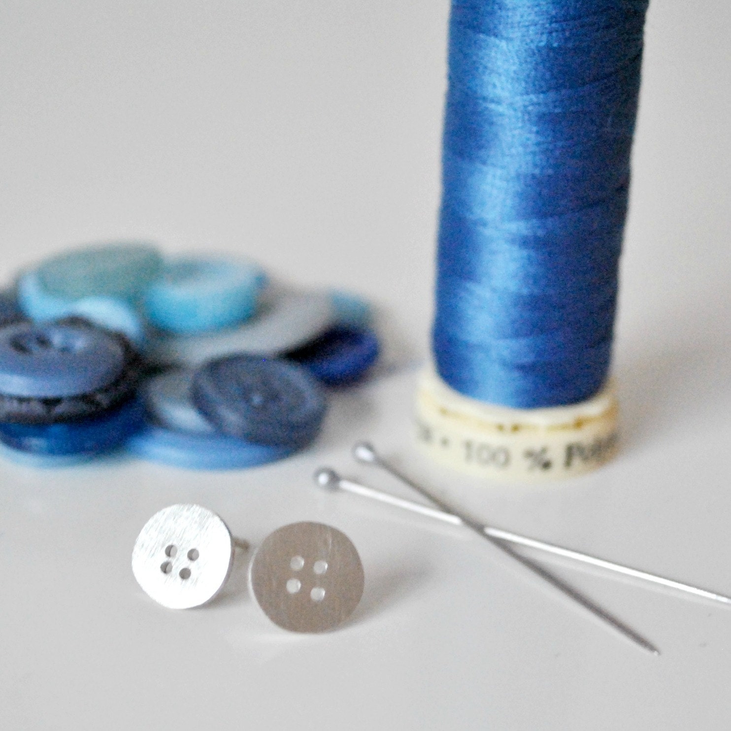 Button Stud Earrings in sterling silver