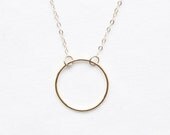 CONSTANCE // Gold Eternity Necklace - a hammered gold ring on a silver chain - minimal everyday jewellery