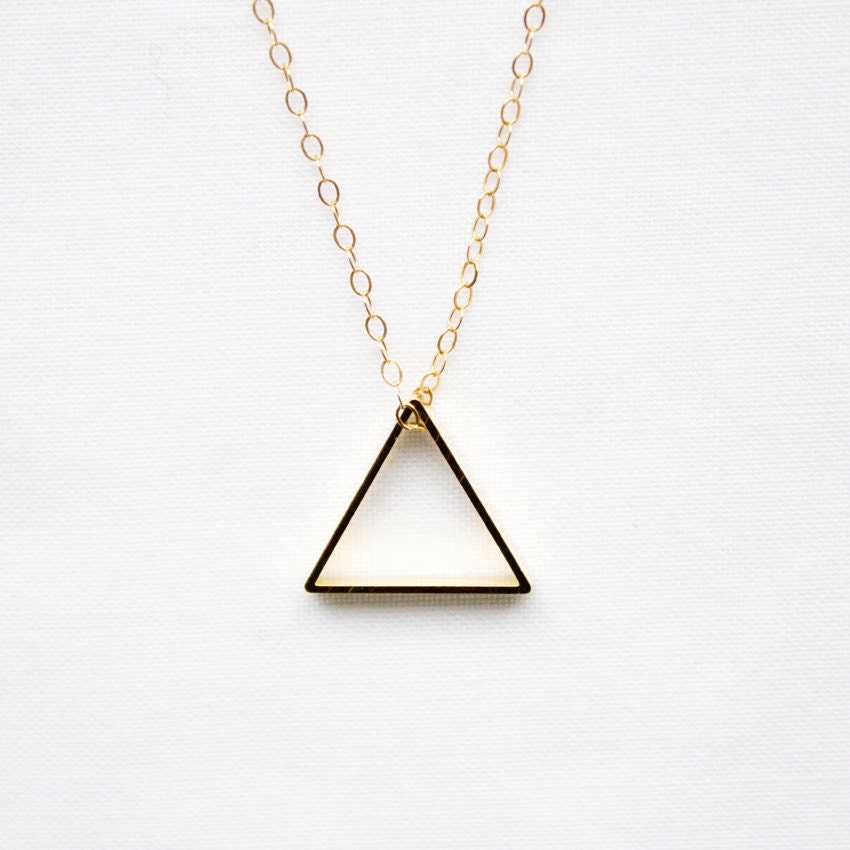Small Gold Triangle Necklace - small gold plated brass triangle on a gold chain - minimal geometric jewellery - ohmyclumsyheart