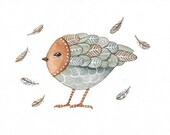 Watercolor Original Painting - Feather Bird - Postcard by Lorisworld