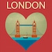 London Bridge and Heart - Travel Poster Print Art - style E8-O-LON2
