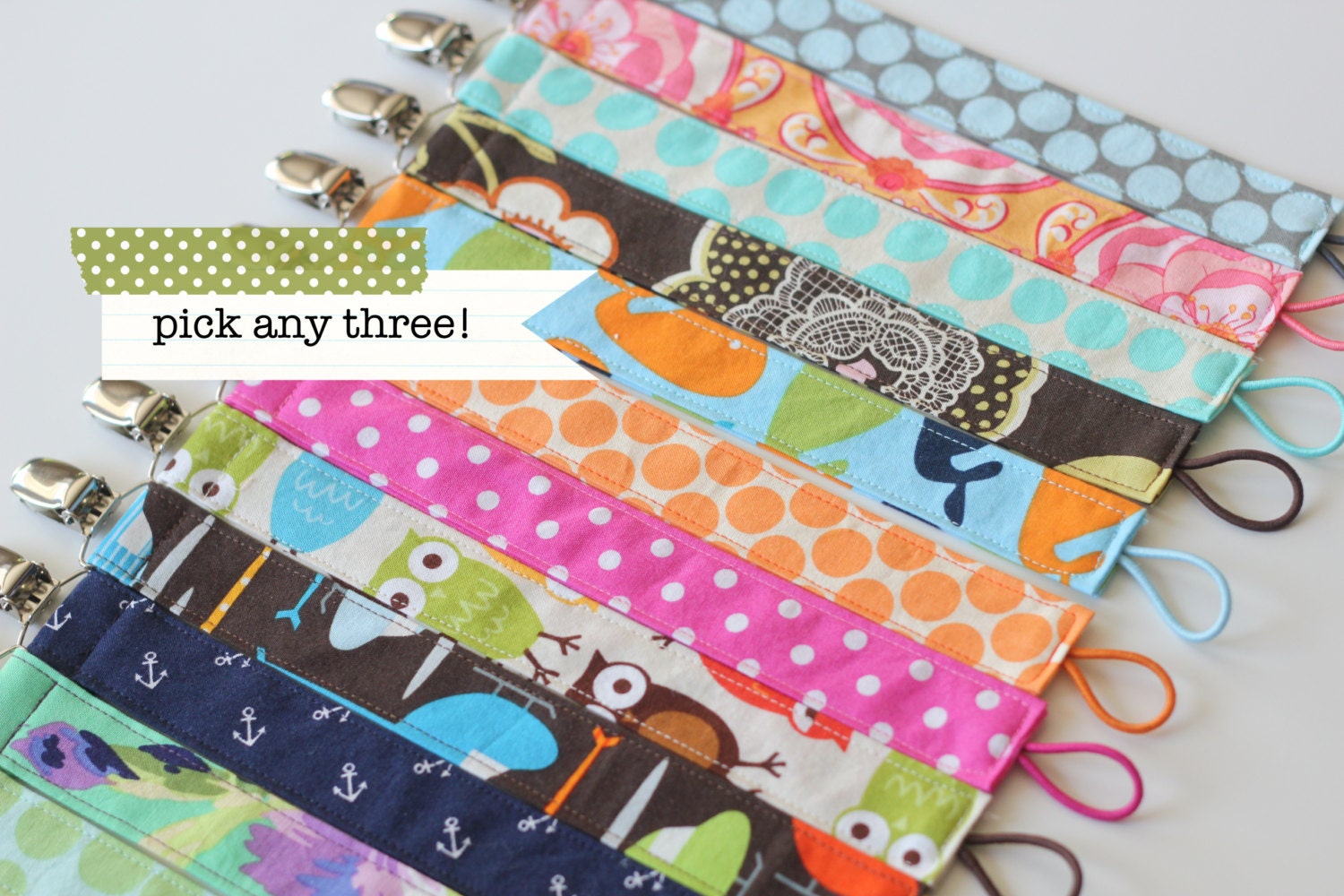 Universal Pacifier Clips, Pick any 3