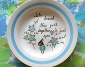 Let Travel This Path Together Shy Bunny Vintage Illustrated Deep Curved Plate
