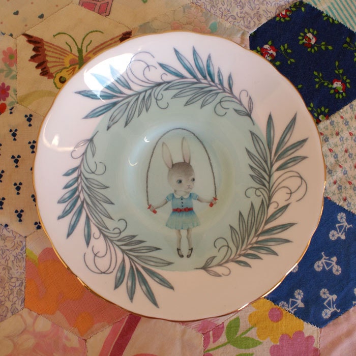 Skipper Bunny Blues Vintage Illustrated Plate
