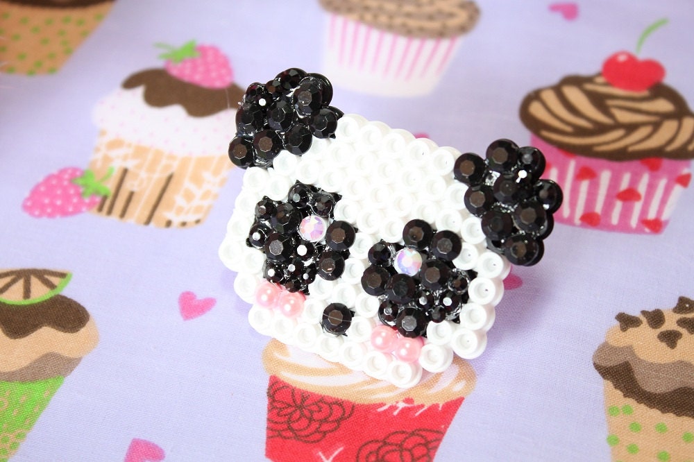 Kawaii Panda Pixel Adjustable Ring