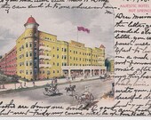 Majestic Hotel Hot Springs National Park Arkansas Antique Postcard Postmarked 1908 Downtown Street Scene with Horses and Carriages Old AR