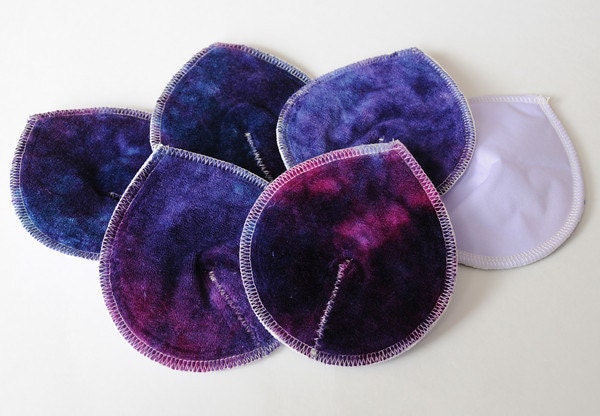 THREE Pair of Super Soaker Cloth Nursing Pads - "grapes"