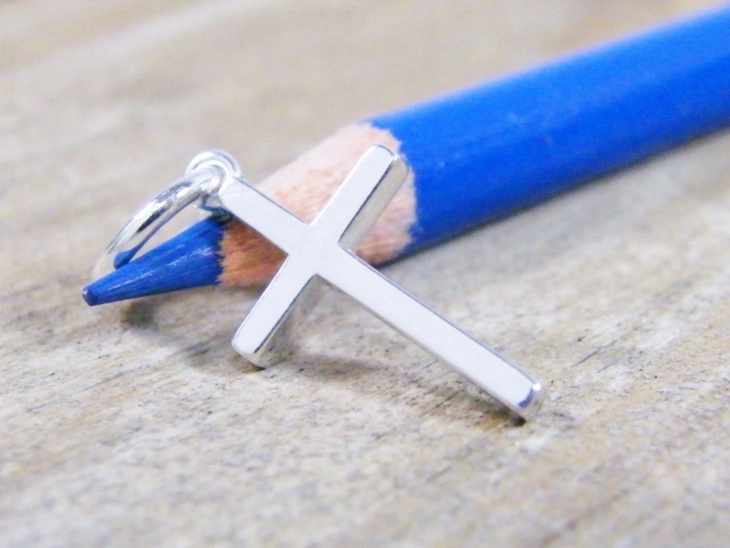 plain sterling silver cross charm 1/2 inch
