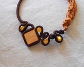 Free Form Statement Necklace - Crochet  Orange Brown