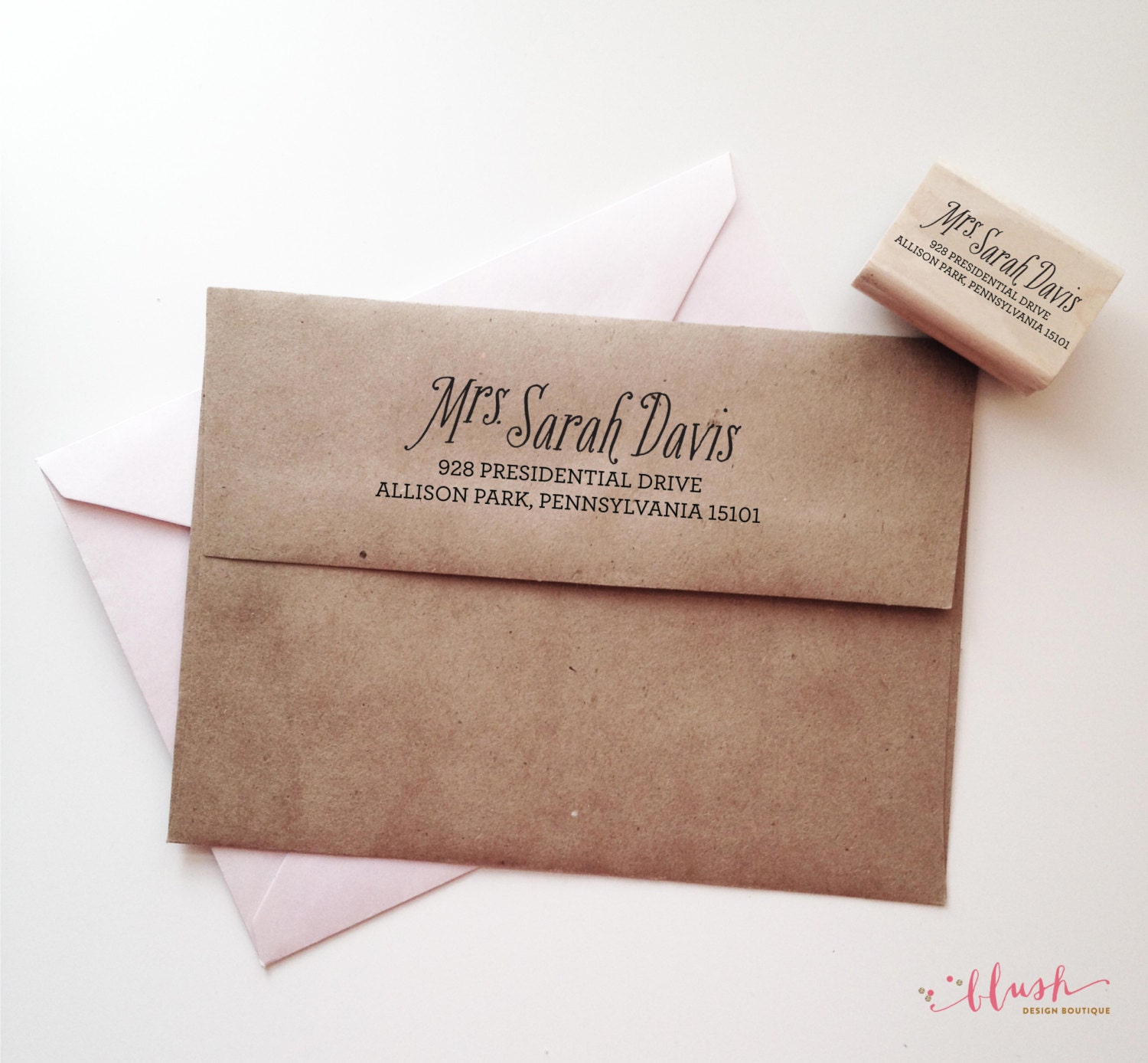 Banner Address Stamp - 2.5x1" Wooden Rubber Custom Stamp - Moving Announcement